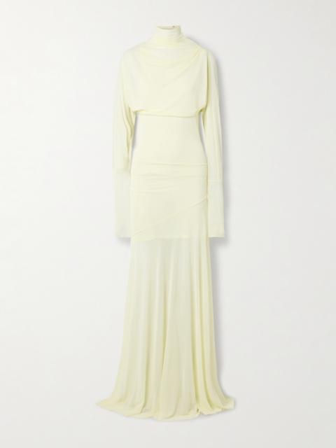 Paula Draped Jersey Turtleneck Maxi Dress