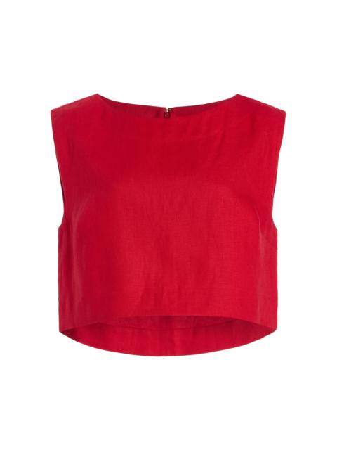 Martina Cropped Linen Top red