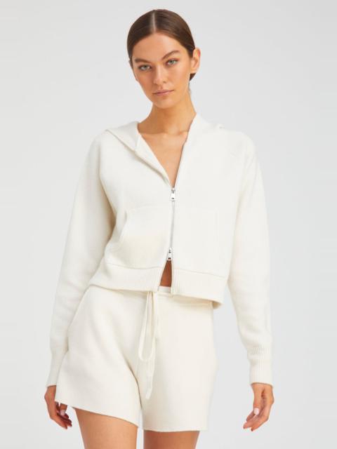 CHALK CASHMERE SHRUNKEN ZIP UP HOODIE