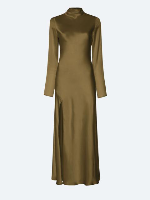 Satin Draped Neck Bias Dress