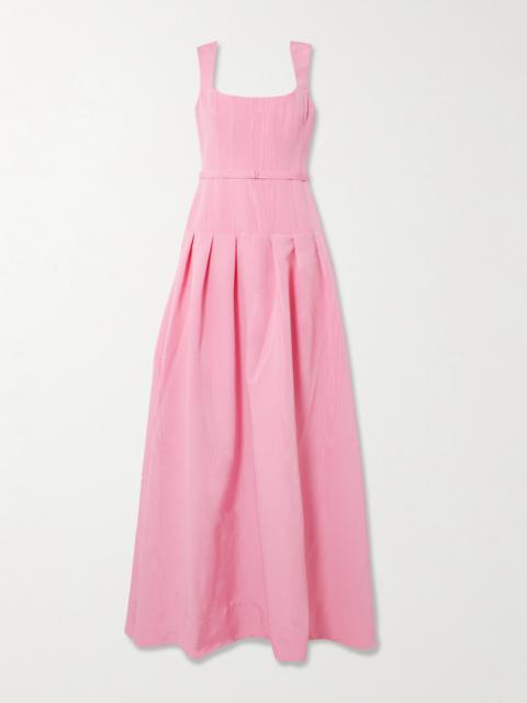 Amaro Belted Pleated Taffeta Gown
