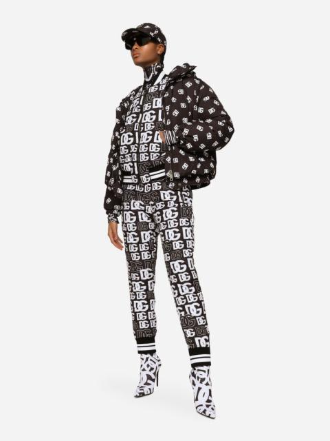 Nylon down jacket with all-over DG logo print
