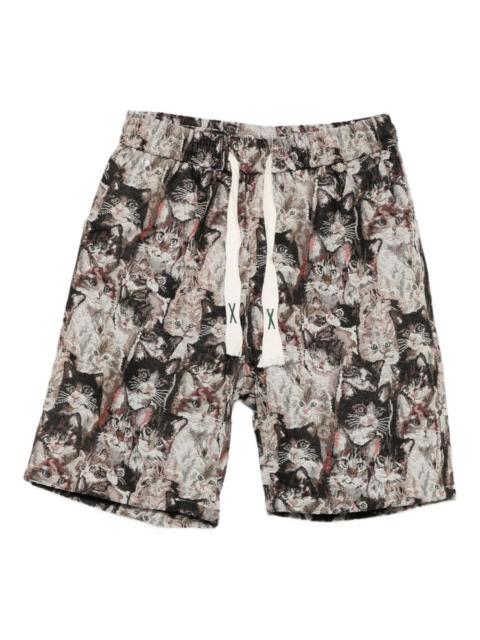 cat-print shorts