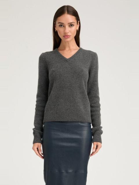 CHARCOAL CASHMERE HEAVY V-NECK SWEATER