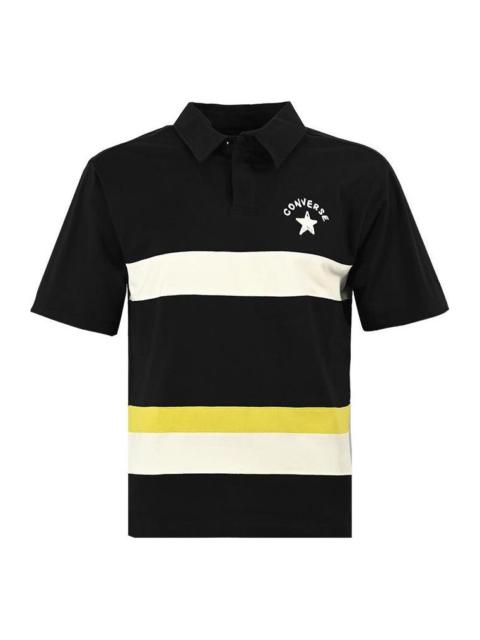 Converse Colorblock Logo Polo Shirt 'Black White' 10024880-A02
