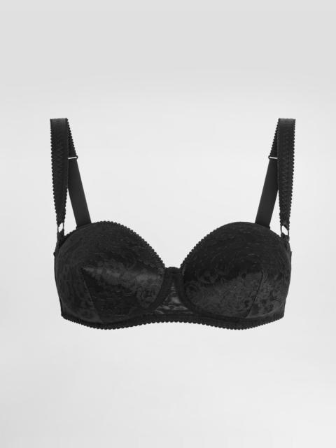 Lace balconette bra with conical cups