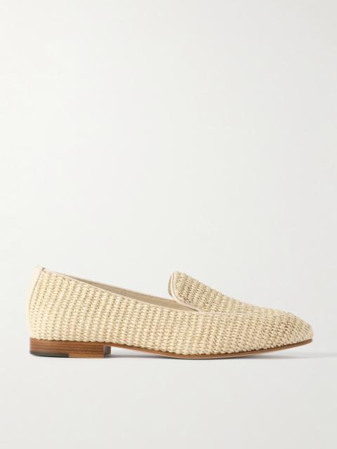 Pitakara Leather-trimmed Raffia Loafers
