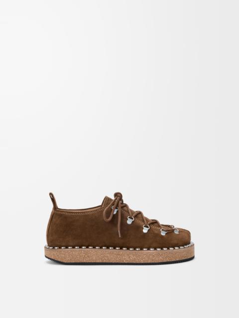 Rivet lace-up in suede calfskin