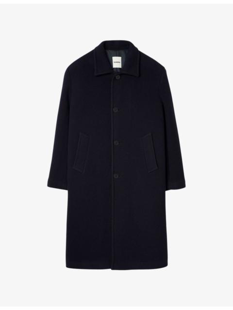 Long Wing-Collar Wool And Cashmere-Blend Coat