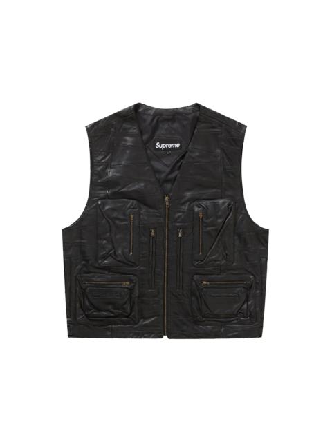 Supreme Patchwork Leather Cargo Vest Black