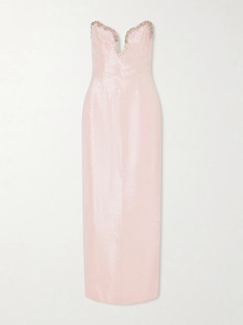 Selene Embellished Scalloped Strapless Satin-crepe Gown