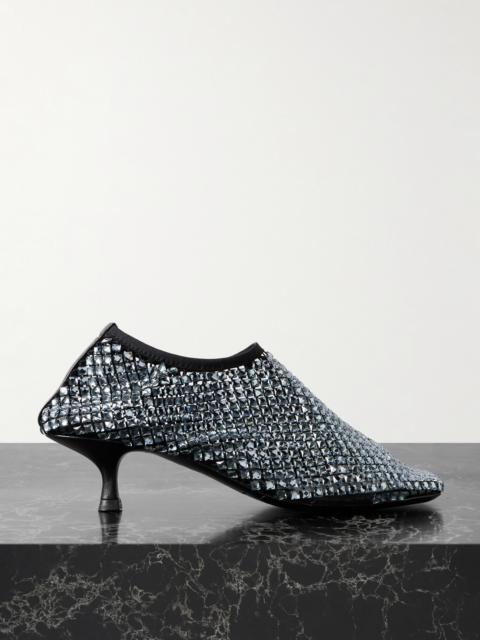 Minette Leather-trimmed Crystal-embellished Mesh Pumps