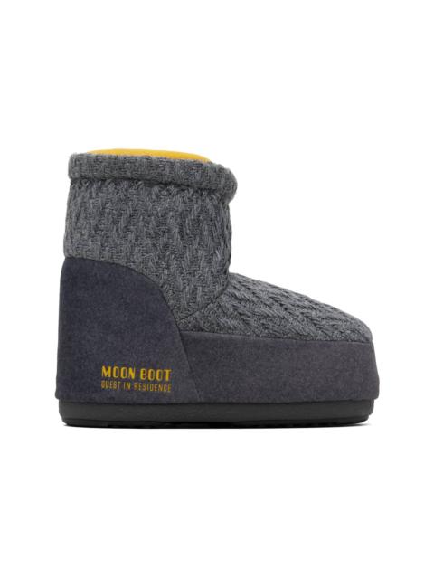 Gray Moon Boot Edition Icon Low No Lace Knit Boots