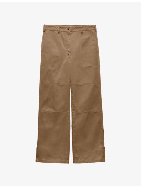High-Rise Wide-Leg Cotton Chino Trousers