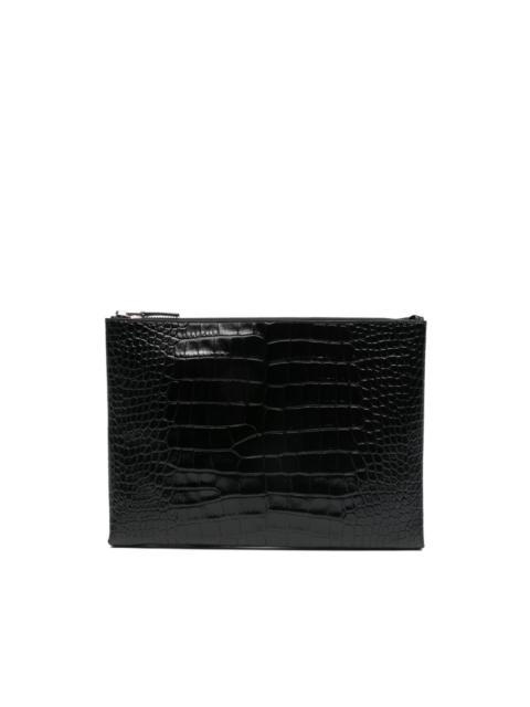 textured zip-closure clutch bag