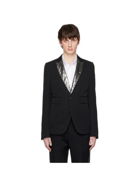 Black Metallic Lapel Blazer