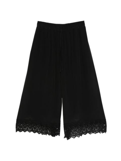 lace-trim cropped trousers