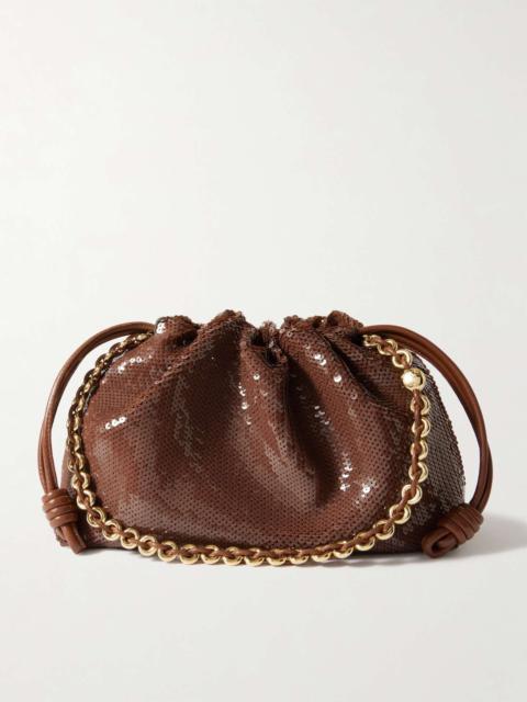Flamenco sequined leather clutch Chocolate