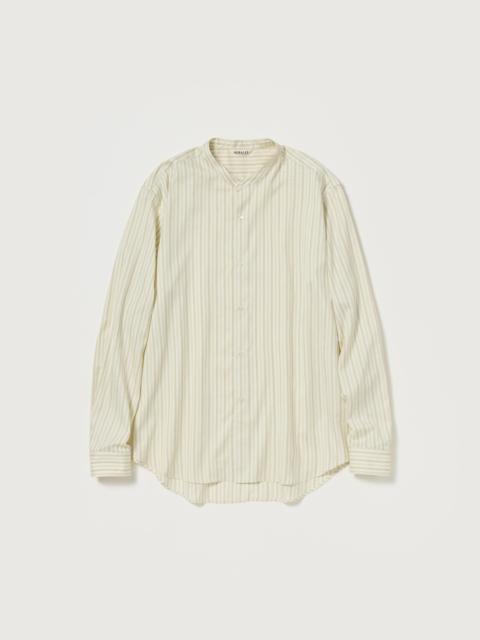 COTTON SILK STRIPE STAND COLLAR SHIRT
