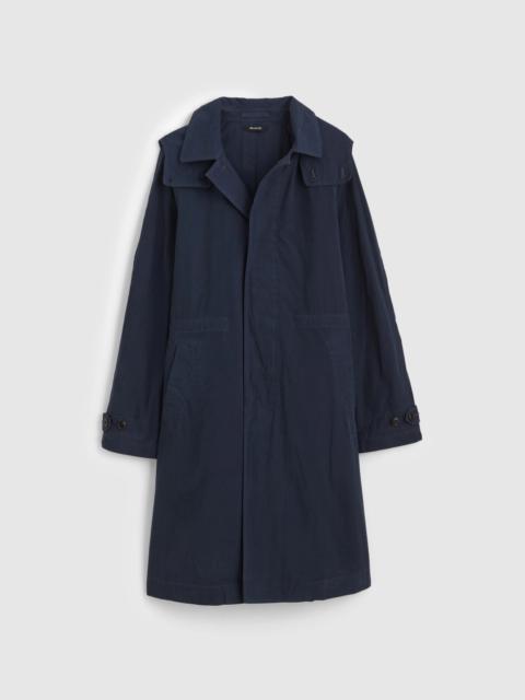 Hooded Officer Coat in Cotton Poplin