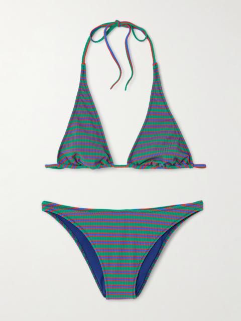 Cinquantacinque Striped Ribbed Triangle Bikini
