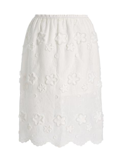 Fleur Organic Cotton Broderie Slip Skirt ivory