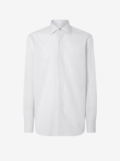 White cotton shirt with Blue micro stripes