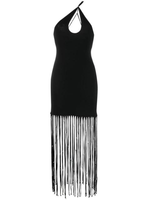 fringe-detailing cut-out dress