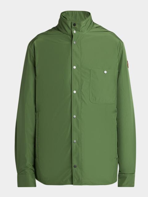 Men & apos;s Lascax Polyester Shirt Jacket with Leather Logo