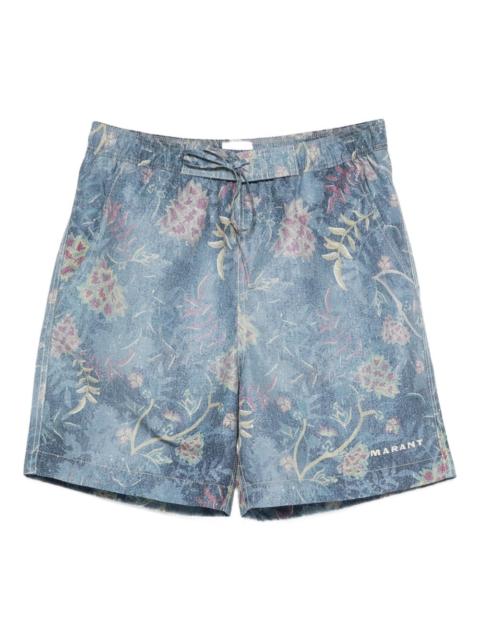 floral-print beachwear shorts
