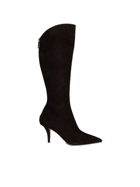 75mm pointed-toe suede knee-high boots