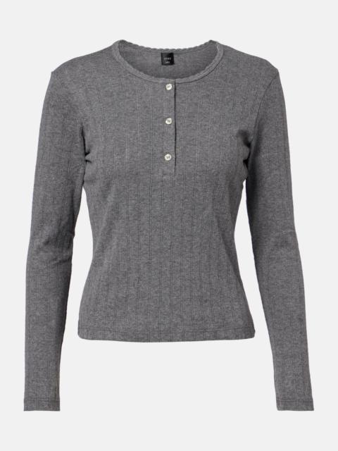 Pointelle cotton Henley shirt