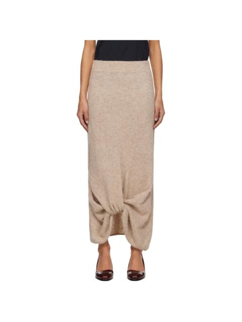 Beige Knot Midi Skirt