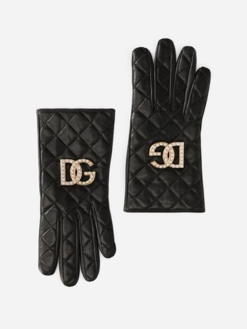 Quilted nappa leather gloves with DG logo