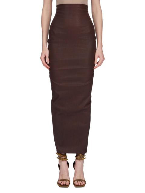 Brown Hollywood Dirt Pillar Leather Maxi Skirt