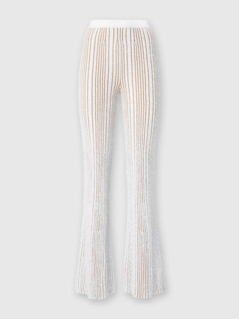 Ribbed stretch flared trousers with sequins