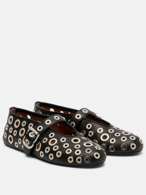 Studded leather ballet flats