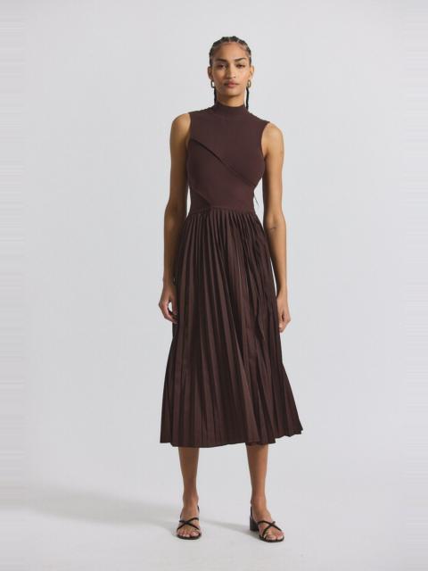 MAIZIE MOCK NECK SLEEVE PLEATED SWEATER DRESS