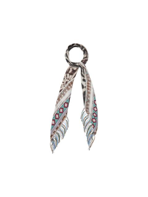 Aloeuw geometric animal-print fringed scarf