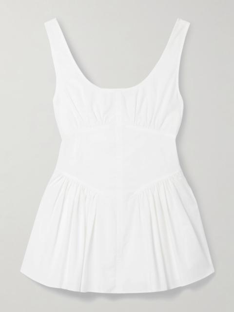 Bader gathered stretch-cotton poplin peplum top White