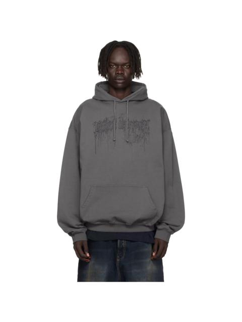 Gray Cradle of Filth Dripped Logo Oversized Hoodie