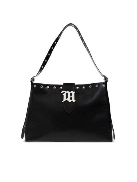eyelet-embellished logo-plaque tote bag