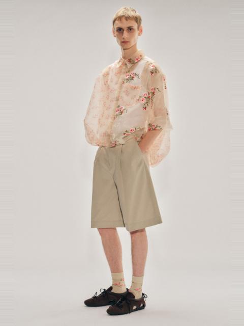 Sheer Patchwork Balloon Hem Shirt