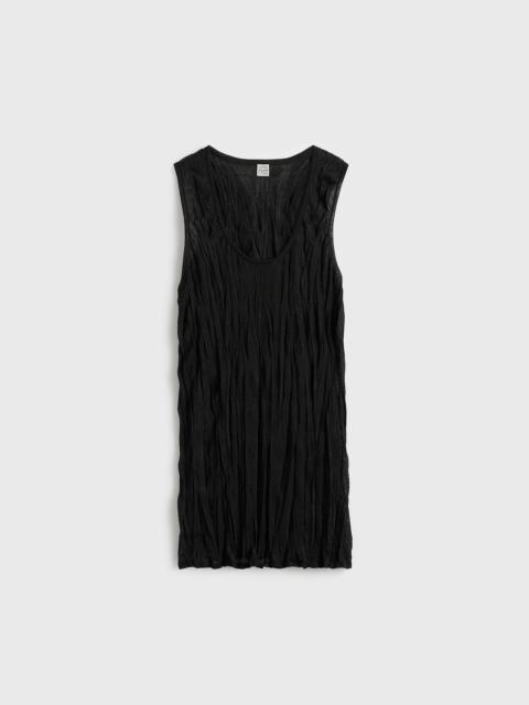 Crinkled knit tank black
