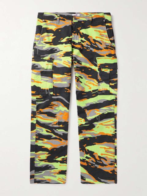 Wide-Leg Camouflage-Print Denim Cargo Trousers