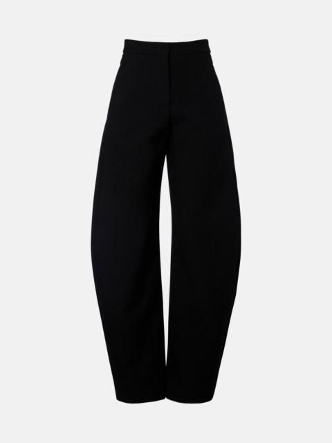 Wool-blend barrel-leg pants