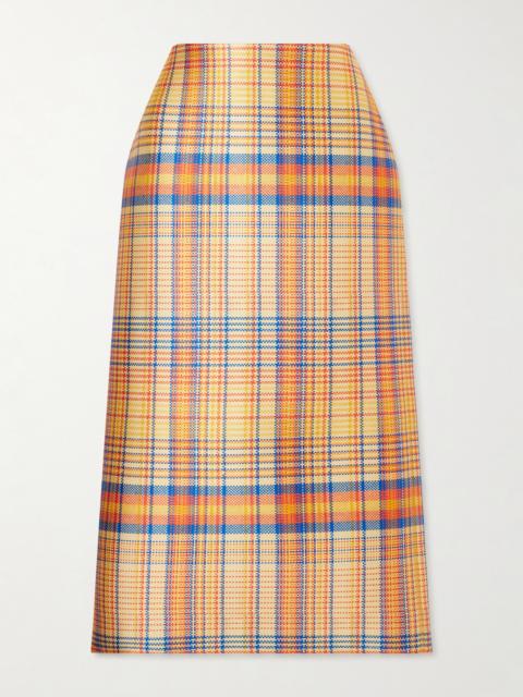 Mercer Checked Wool And Silk-blend Mikado Midi Skirt