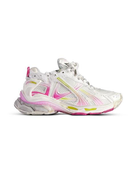 Women's Runner Gradient Sneaker  in White/pink/grey/neon Yellow
