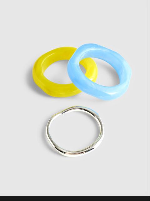 Three-Pack Sculptural Resin Bangle Bracelet Set