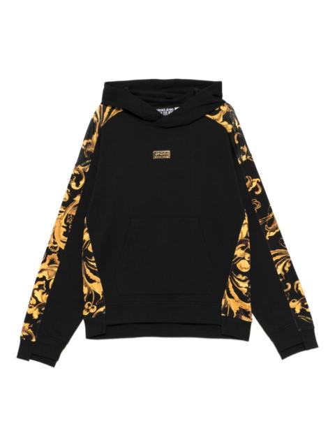 baroque-print panelled hoodie